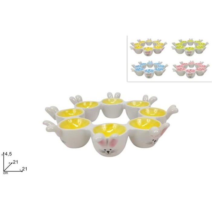 PORTAUOVA VISO CONIGLIO 8 POSTI CERAMICA 4COL